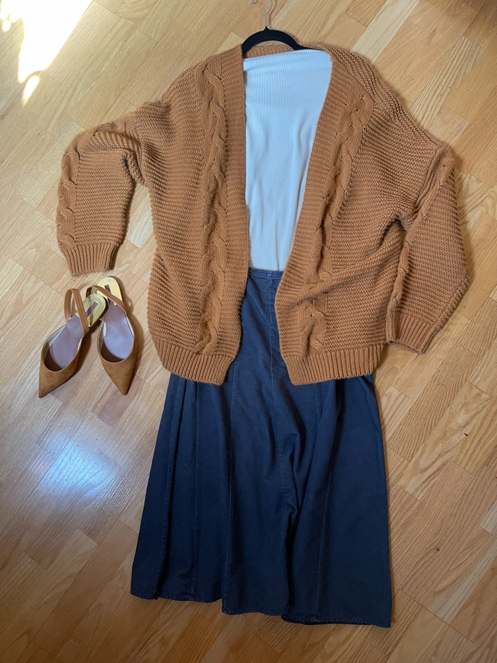 Corduroy Navy A-Line Skirt